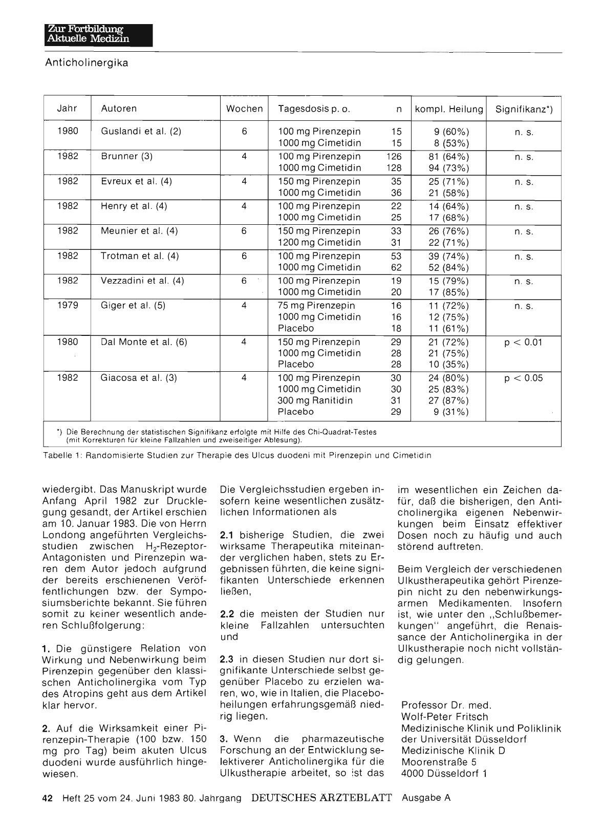 Vorschauseite 1: Renaissance der Anticholinergika in der Ulkustherapie? : Schlu