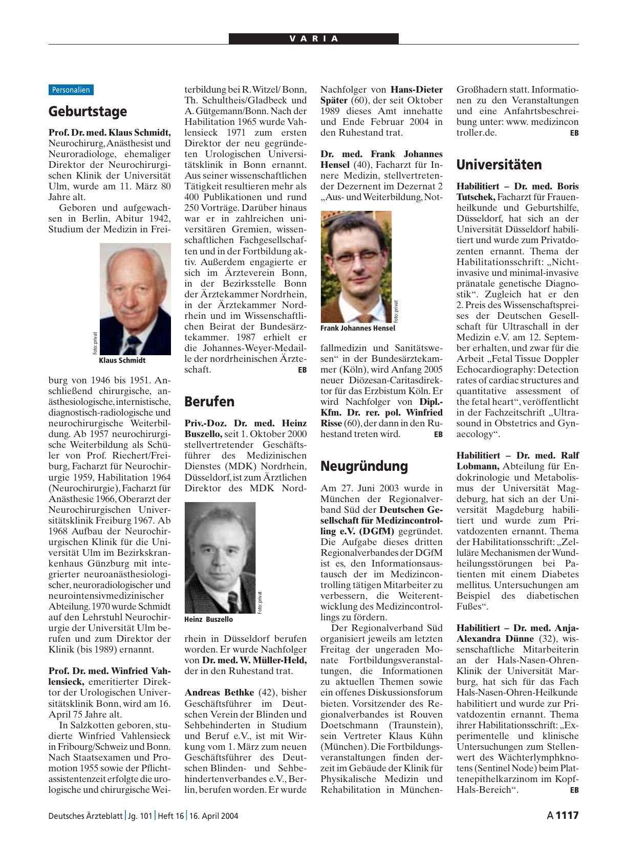 Vorschauseite 1: Geburtstage