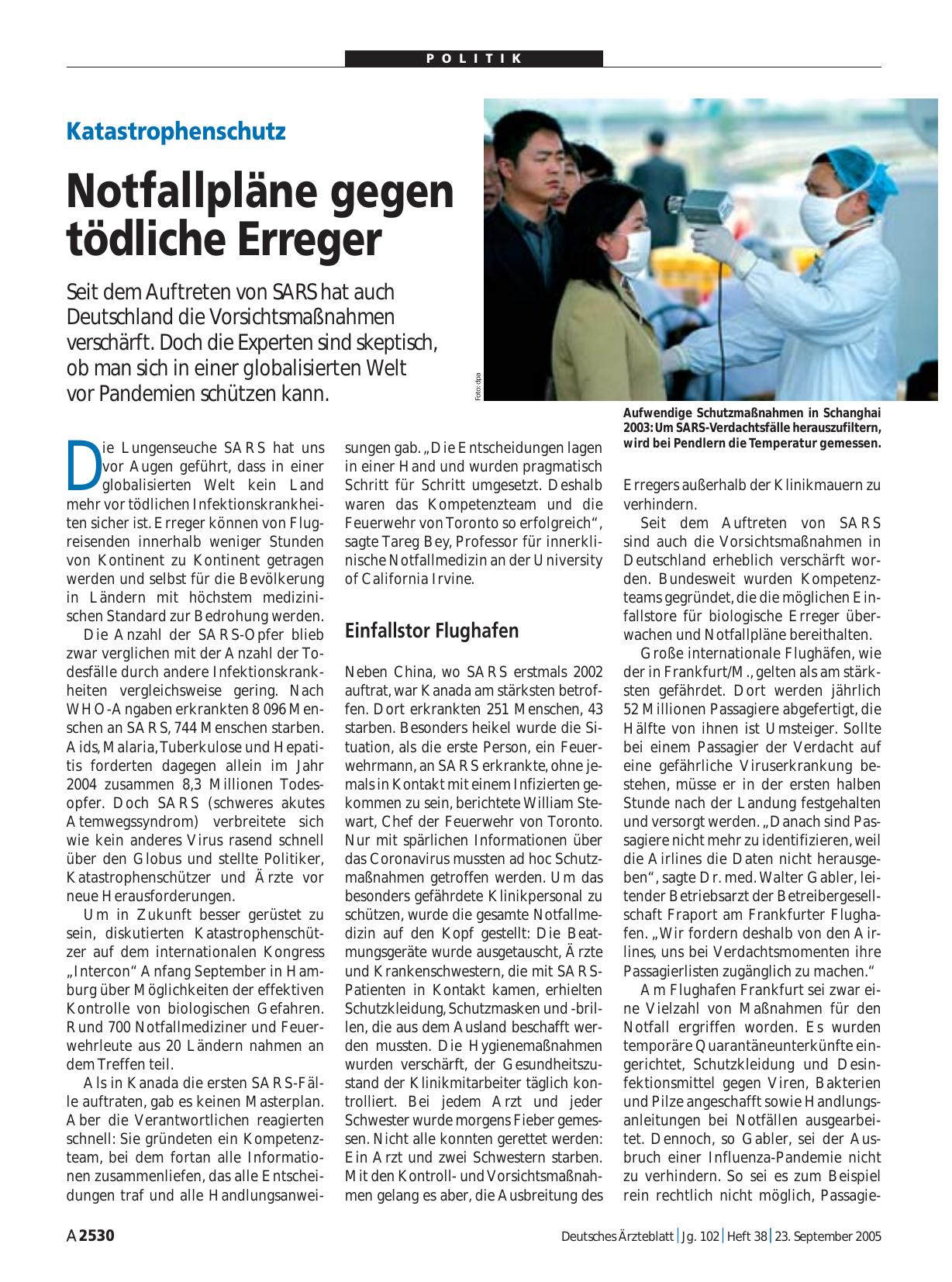 Vorschauseite 1: Katastrophenschutz: Notfallpläne gegen tödliche Erreger