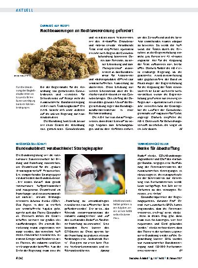Vorschauseite 1: Cannabis auf Rezept: Nachbesserungen an Rechtsverordnung gefordert