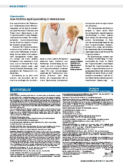 Vorschauseite 1: Allgemeinmedizin: Neue Richtlinie regelt Quereinstieg in Niedersachsen