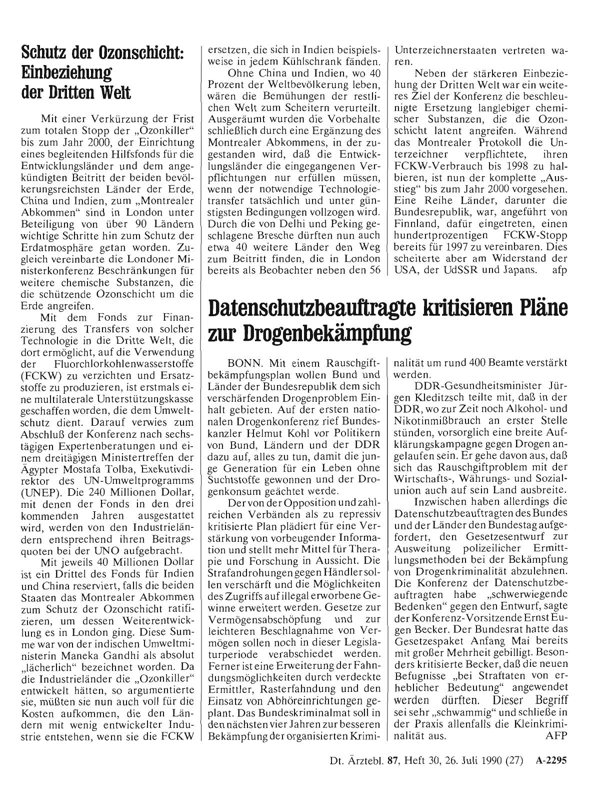 Vorschauseite 1: Datenschutzbeauftragte kritisieren Pläne zur Drogenbekämpfung