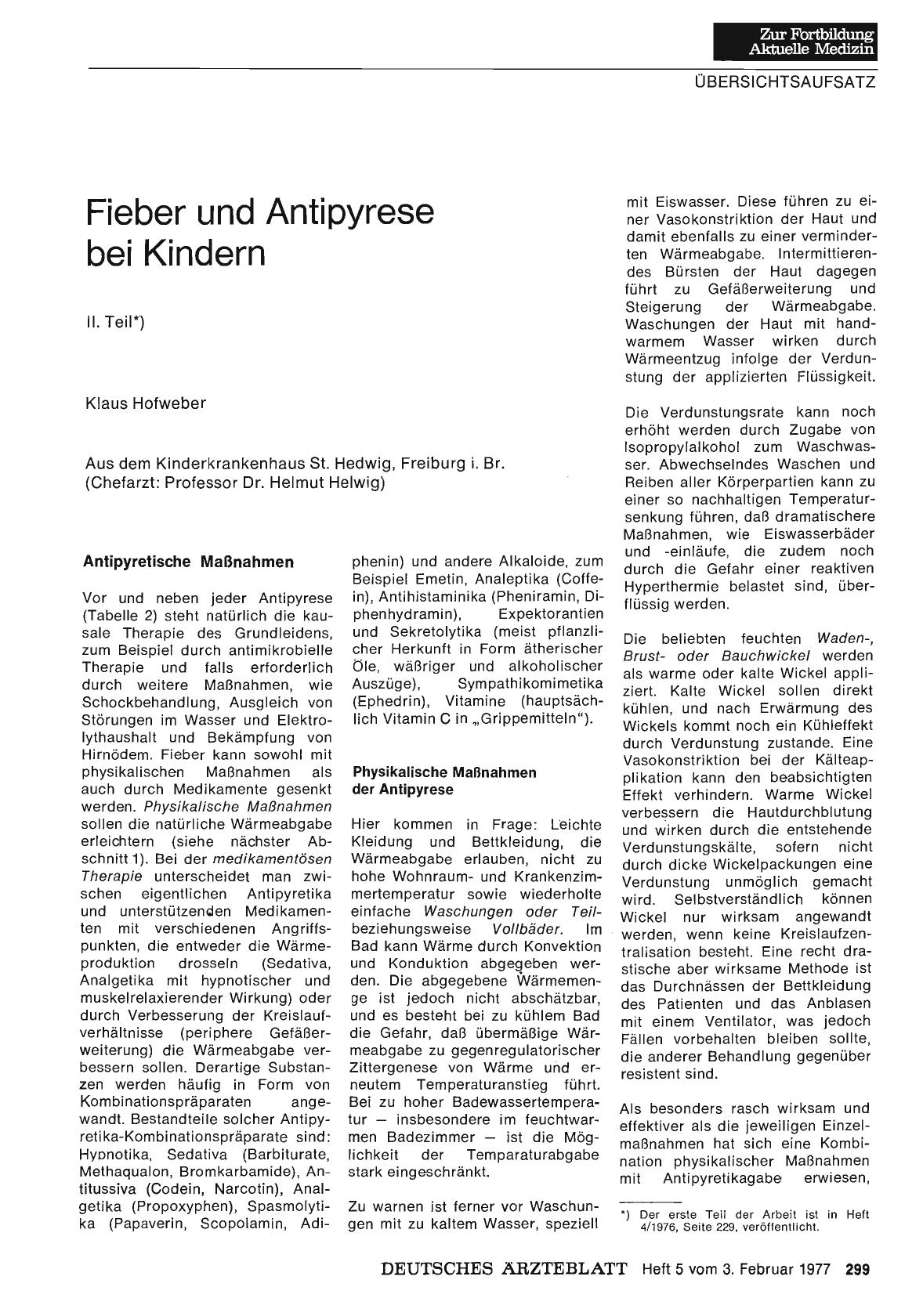 Vorschauseite 1: Fieber und Antipyrese bei Kindern