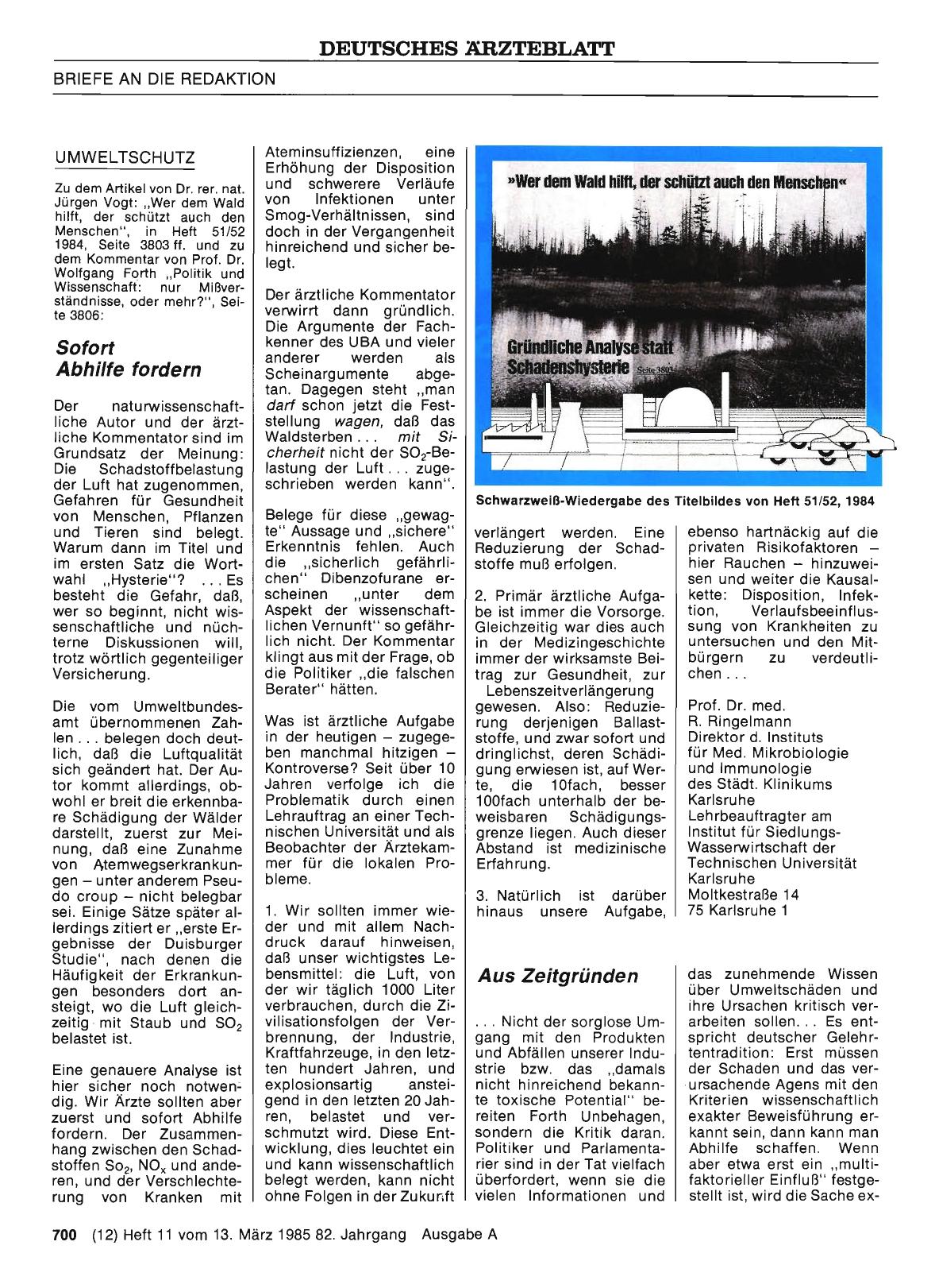 Vorschauseite 1: UMWELTSCHUTZ: Aus Zeitgründen