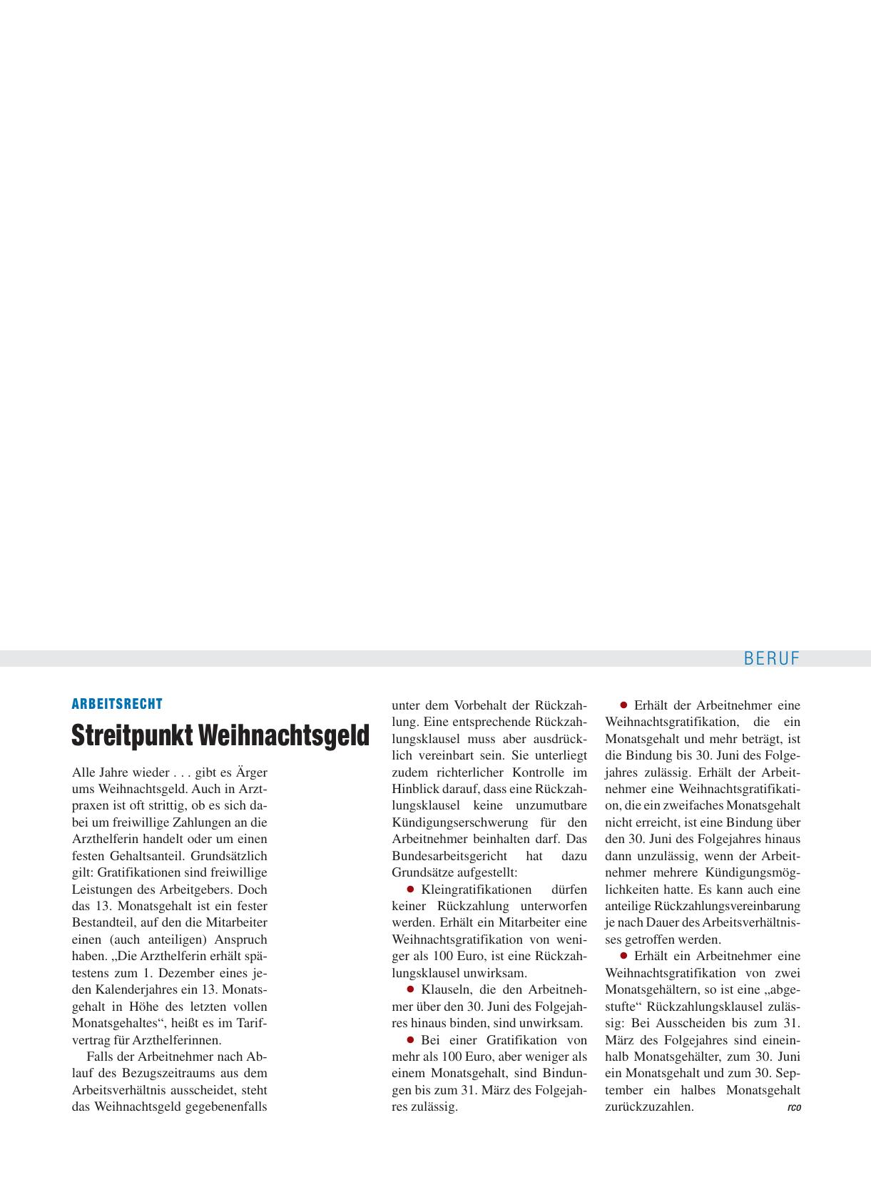 Vorschauseite 1: Arbeitsrecht: Streitpunkt Weihnachtsgeld