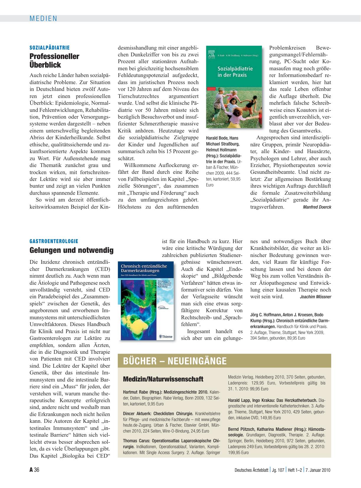Vorschauseite 1: Bücher – Neueingänge: Medizin/Naturwissenschaft