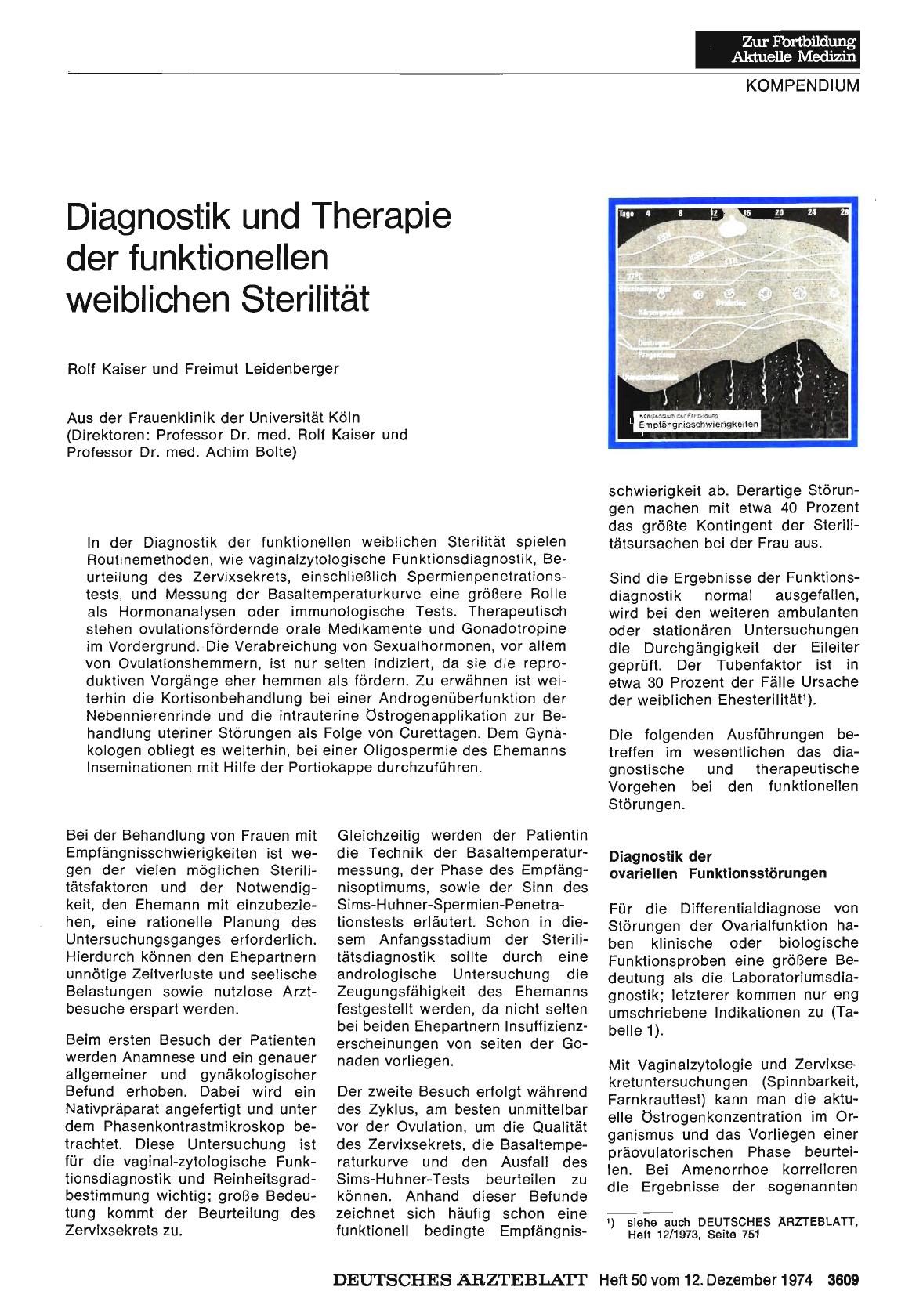 Vorschauseite 1: Diagnostik und Therapie der funktionellen weiblichen Sterilität