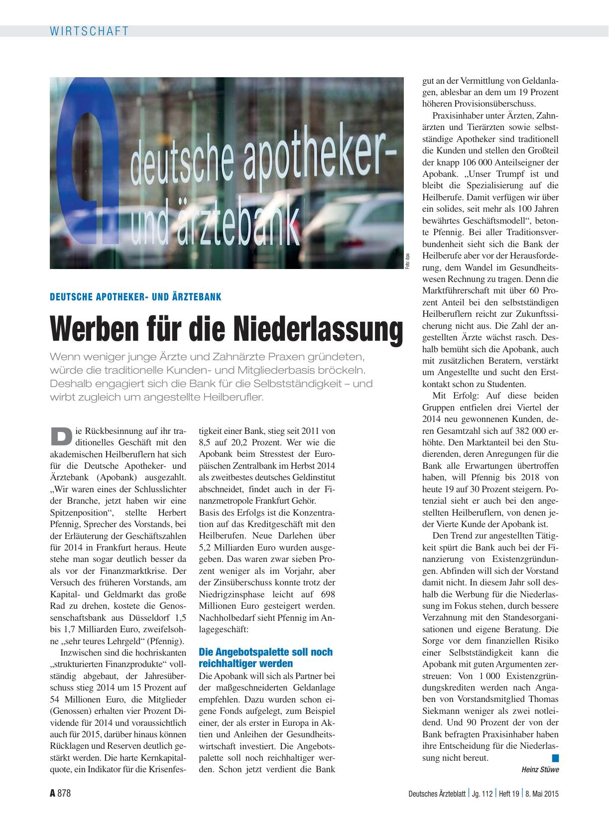 Vorschauseite 1: Deutsche Apothekerund Ärztebank: Werben für die Niederlassung