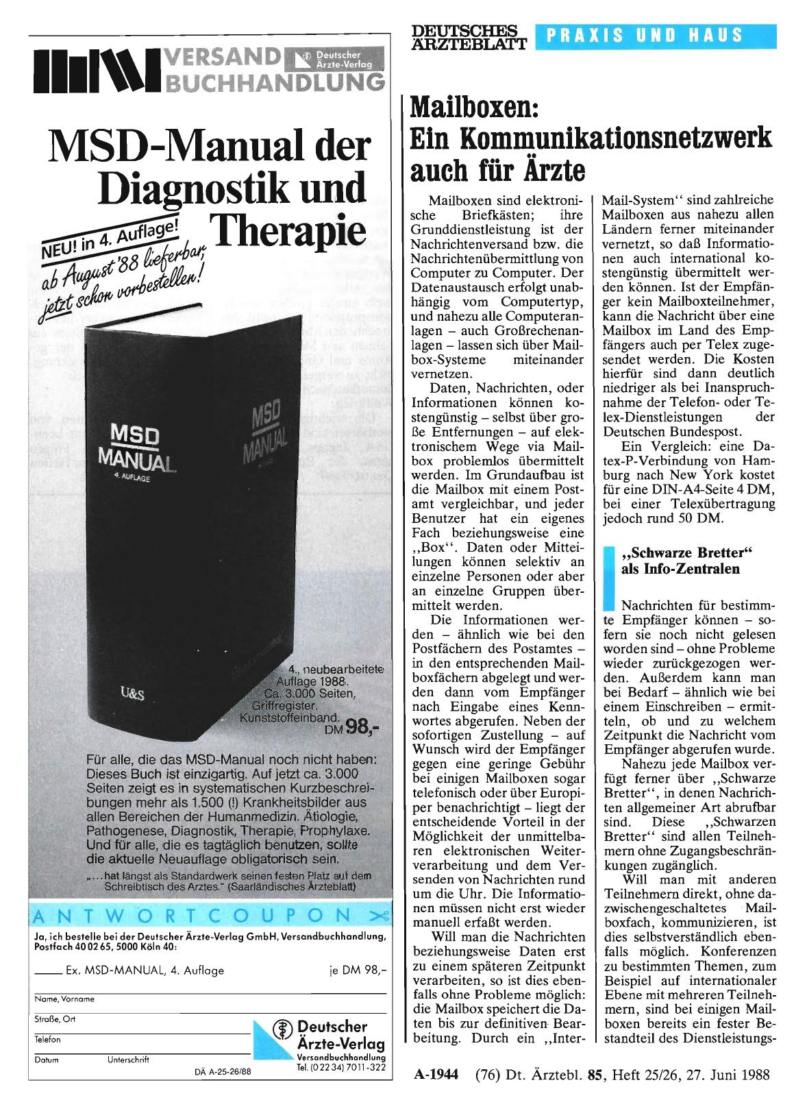 Vorschauseite 1: Mailboxen: Ein Kommunikationsnetzwerk auch für Ärzte