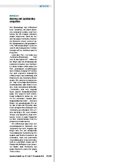 Vorschauseite 1: Merkblatt: Richtig mit Antibiotika umgehen