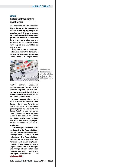 Vorschauseite 1: Sepsis: Patienteninformation erschienen