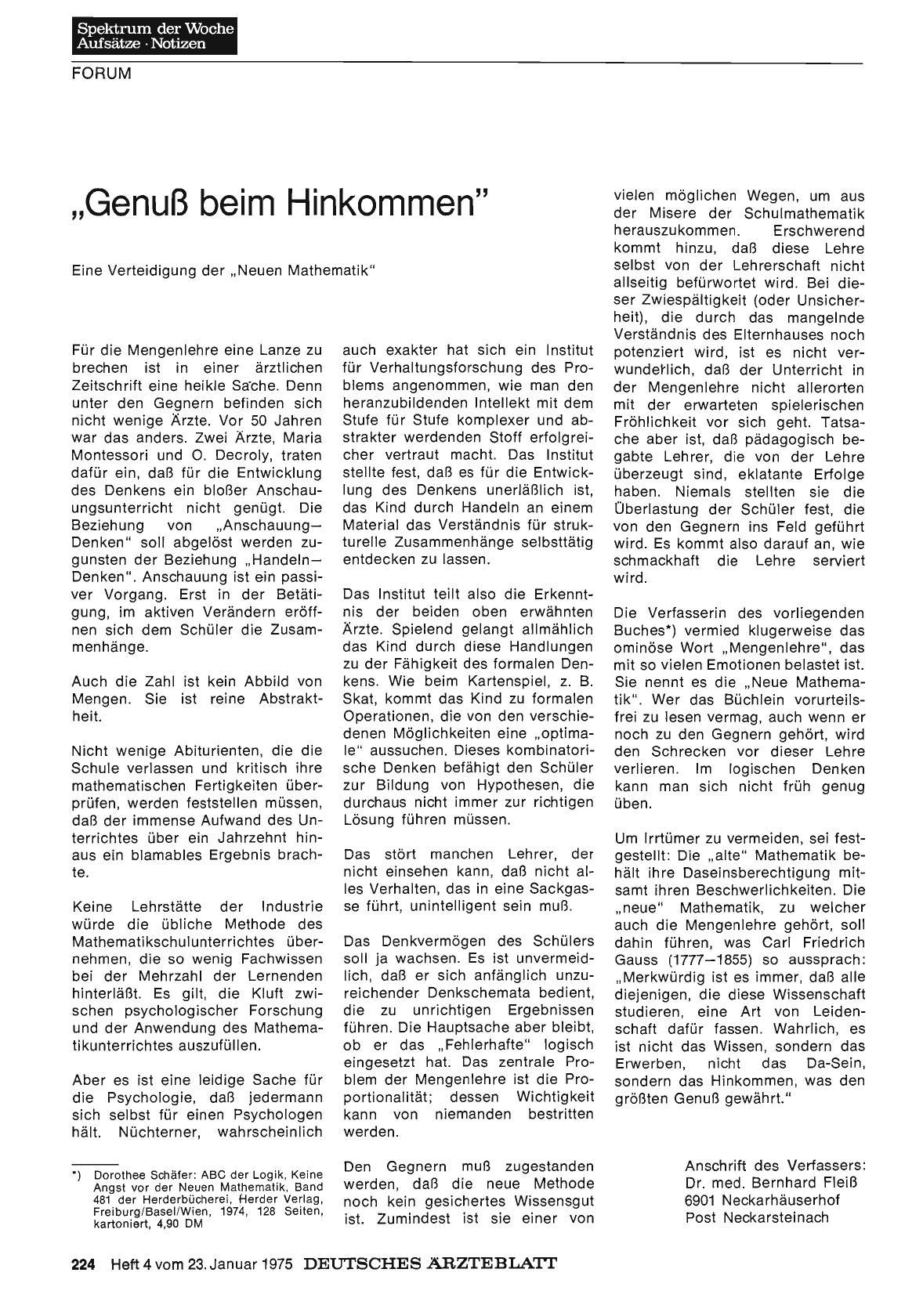 Vorschauseite 1: „Genuß beim Hinkommen“