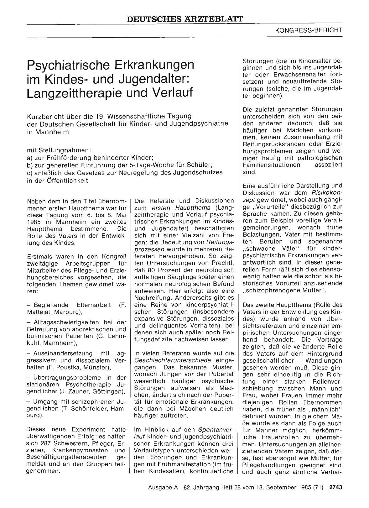 Vorschauseite 1: Psychiatrische Erkrankungen im Kindesund Jugendalter: Langzeittherapie und Verlauf