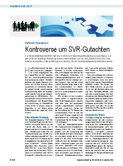 Vorschauseite 1: Stationäre Versorgung (I): Kontroverse um SVR-Gutachten