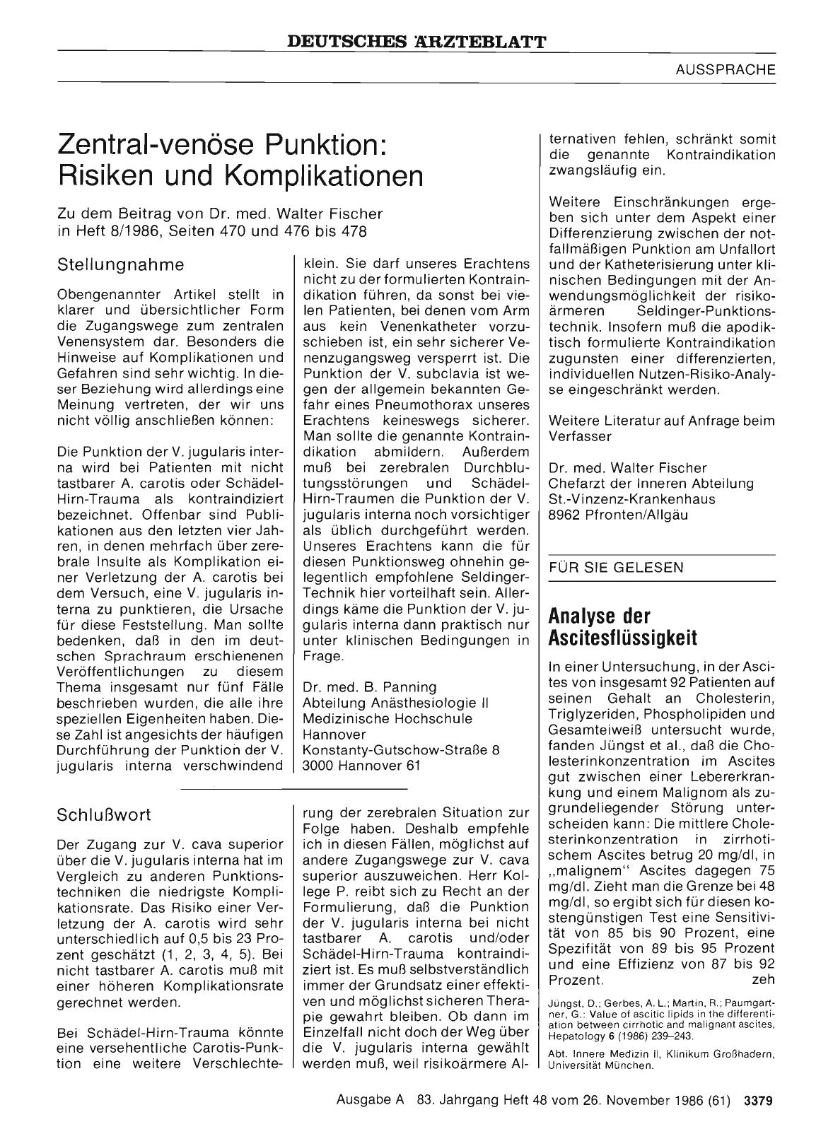 Vorschauseite 1: Analyse der Ascitesflüssigkeit