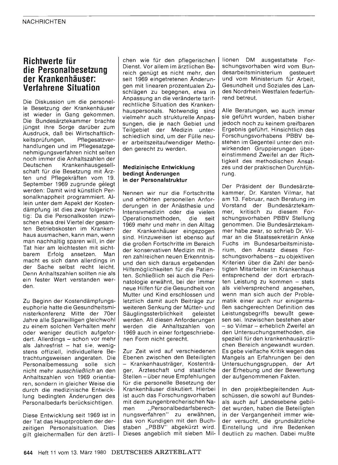 Vorschauseite 1: Richtwerte für die Personalbesetzung der Krankenhäuser: Verfahrene Situation