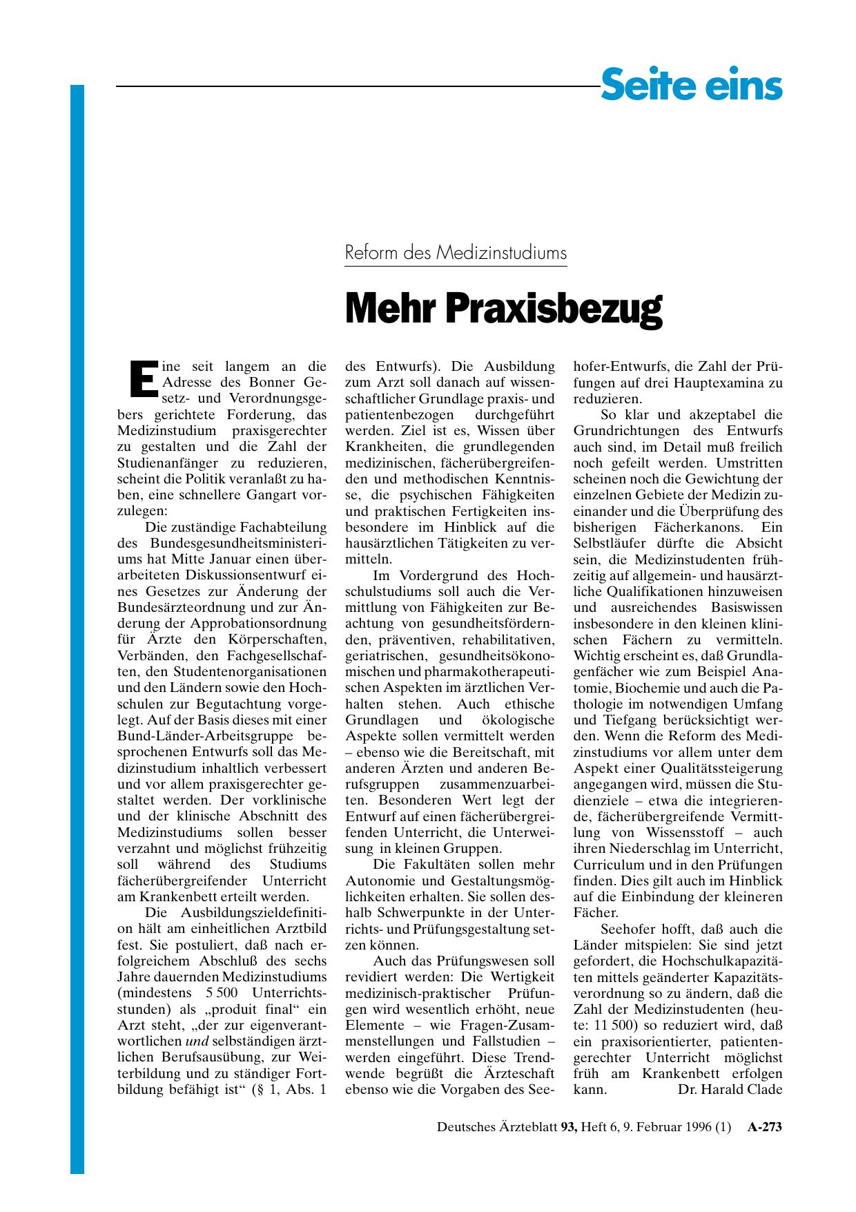 Vorschauseite 1: Reform des Medizinstudiums: Mehr Praxisbezug