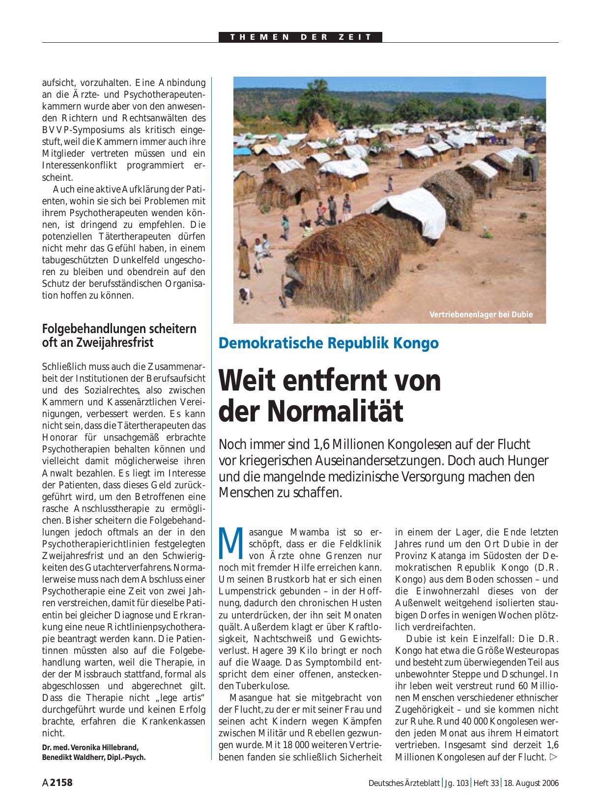 Vorschauseite 1: Demokratische Republik Kongo: Weit entfernt von der Normalität