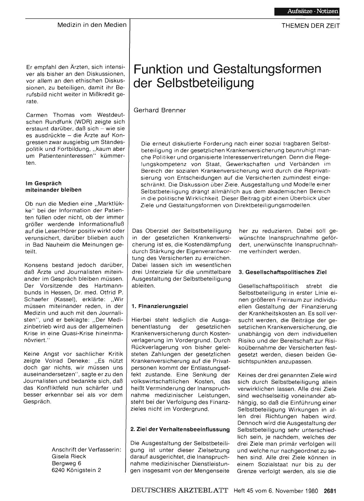Vorschauseite 1: Funktion und Gestaltungsformen der Selbstbeteiligung