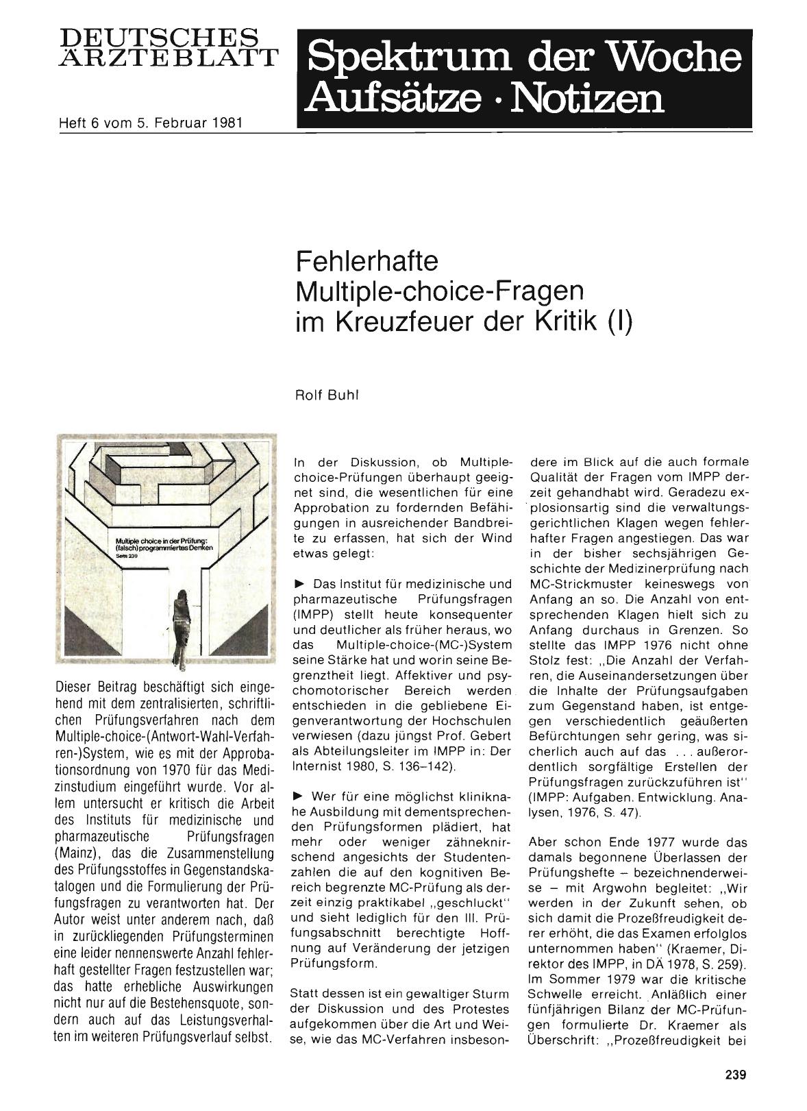 Vorschauseite 1: Fehlerhafte Multiple-choice-Fragen im Kreuzfeuer der Kritik (I)