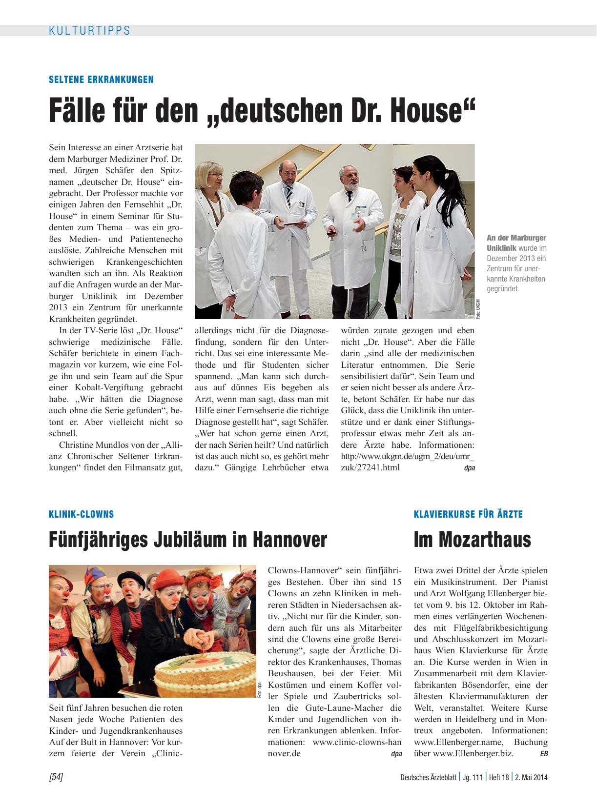 Vorschauseite 1: Klinik-Clowns: Fünfjähriges Jubiläum in Hannover