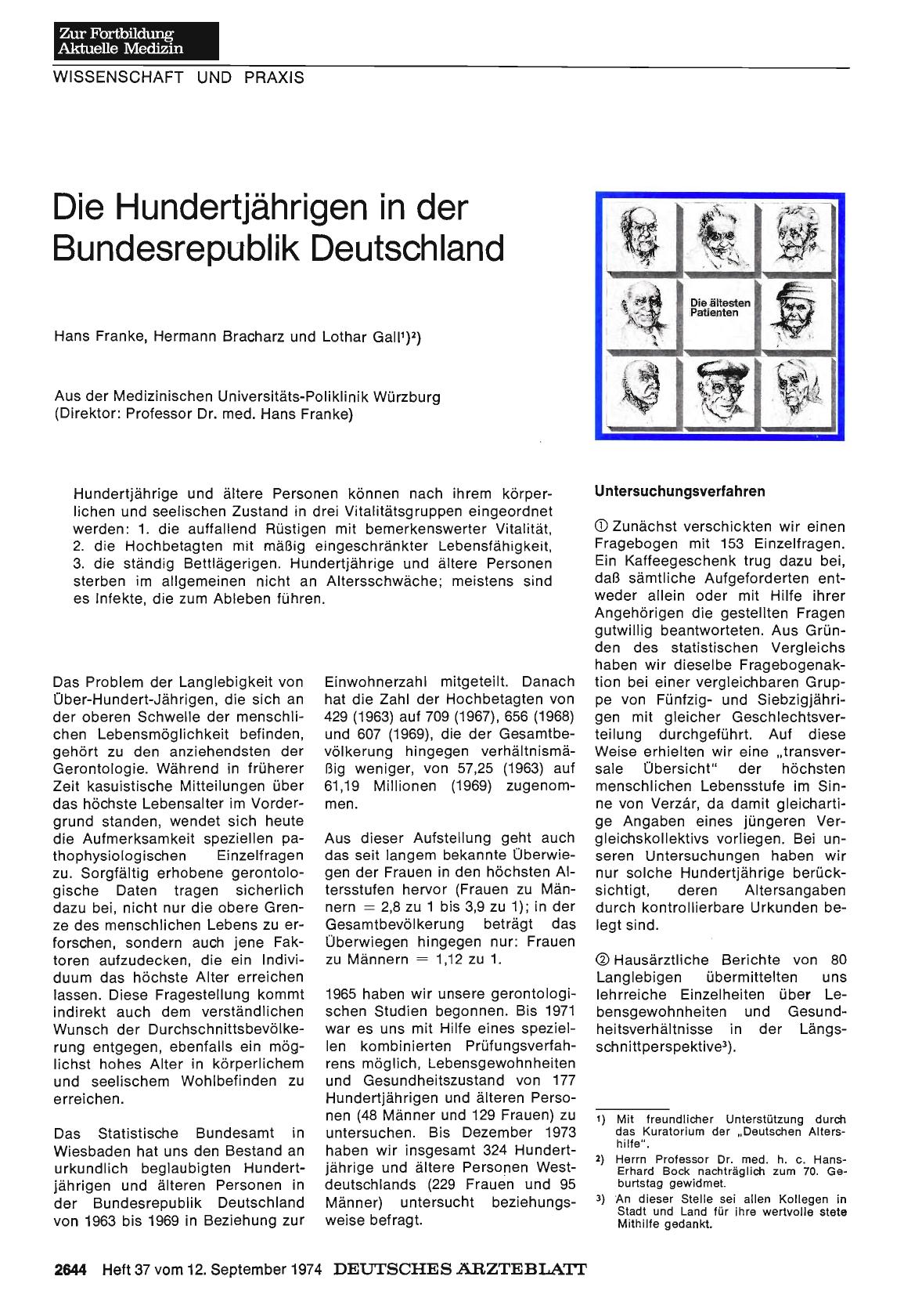 Vorschauseite 1: Die Hundertjährigen in der Bundesrepublik Deutschland