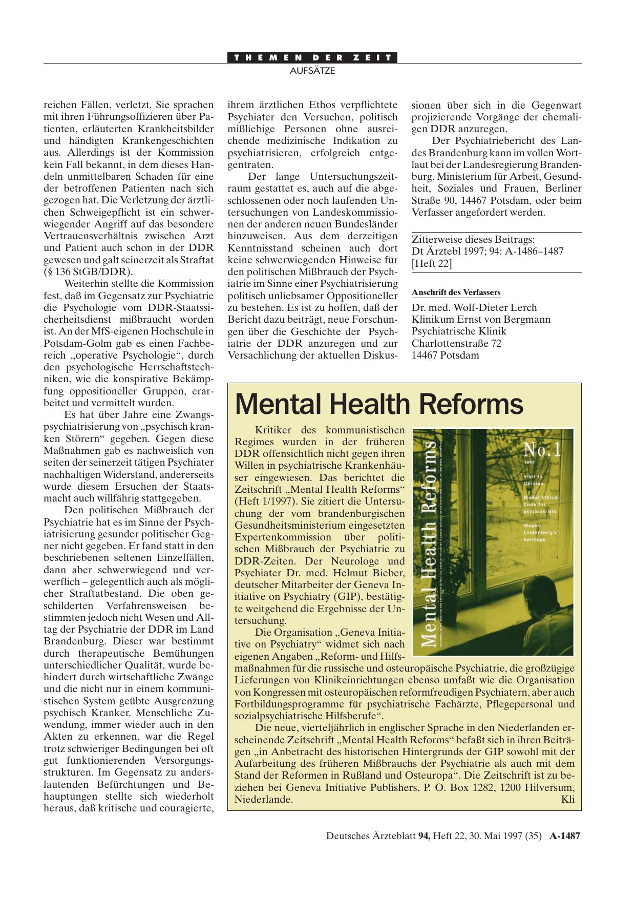 Vorschauseite 1: Mental Health Reforms