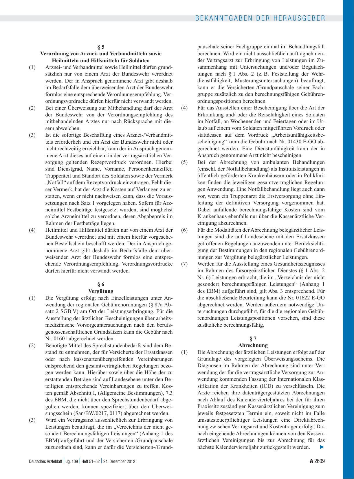 Vorschauseite 3: Vertrag zwischen der Bundesrepublik Deutschland, vertreten durch den Bundesminister der Verteidigung, und der Kassenärztlichen Bundesvereinigung, K. d. ö. R. , vertreten durch den…