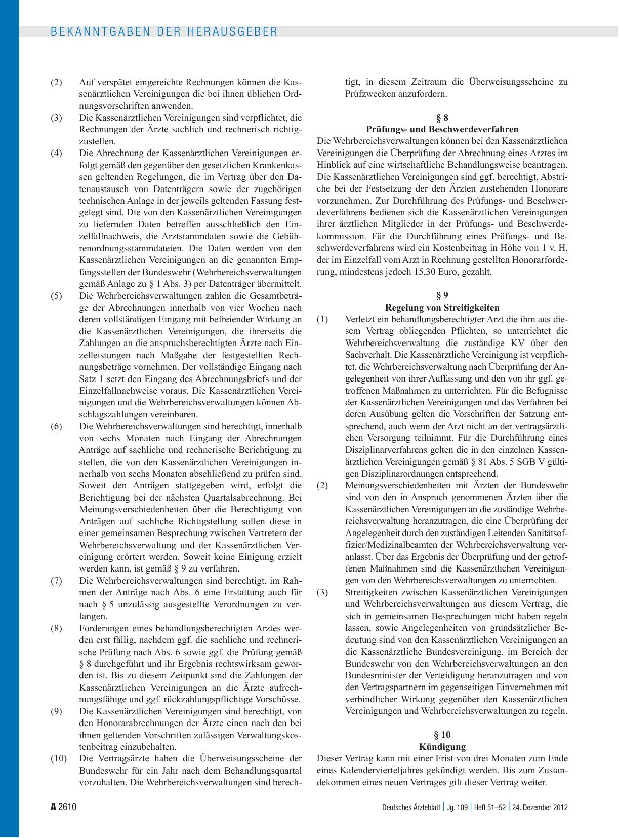 Vorschauseite 4: Vertrag zwischen der Bundesrepublik Deutschland, vertreten durch den Bundesminister der Verteidigung, und der Kassenärztlichen Bundesvereinigung, K. d. ö. R. , vertreten durch den…