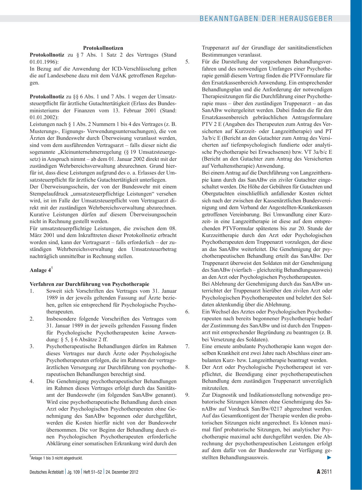 Vorschauseite 5: Vertrag zwischen der Bundesrepublik Deutschland, vertreten durch den Bundesminister der Verteidigung, und der Kassenärztlichen Bundesvereinigung, K. d. ö. R. , vertreten durch den…