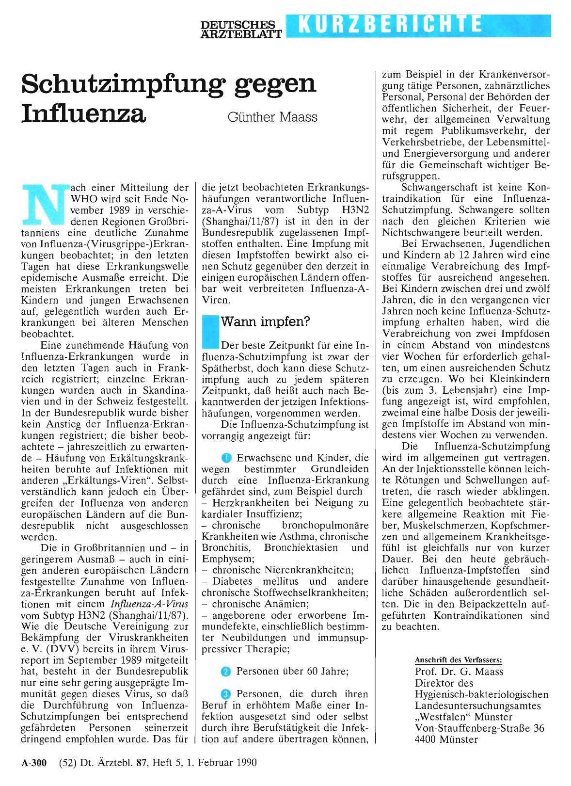 Vorschauseite 1: Schutzimpfung gegen Influenza