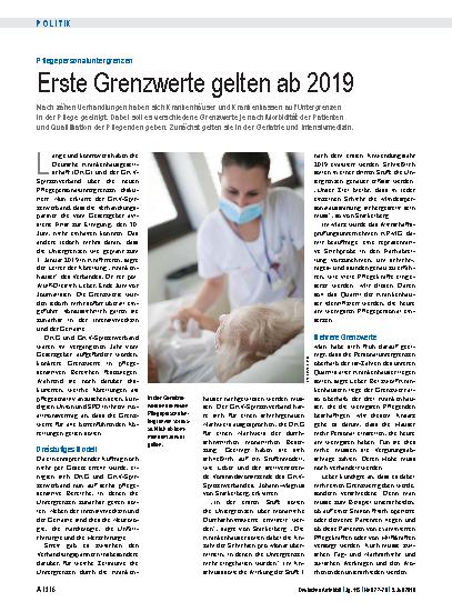 Vorschauseite 1: Pflegepersonaluntergrenzen: Erste Grenzwerte gelten ab 2019