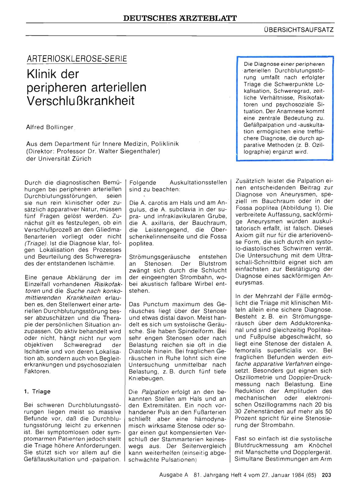 Vorschauseite 1: Klinik der peripheren arteriellen Verschlußkrankheit