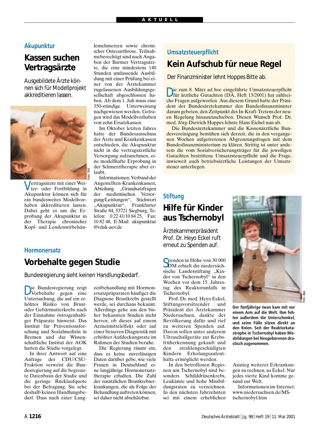 Vorschauseite 1: Hormonersatz: Vorbehalte gegen Studie