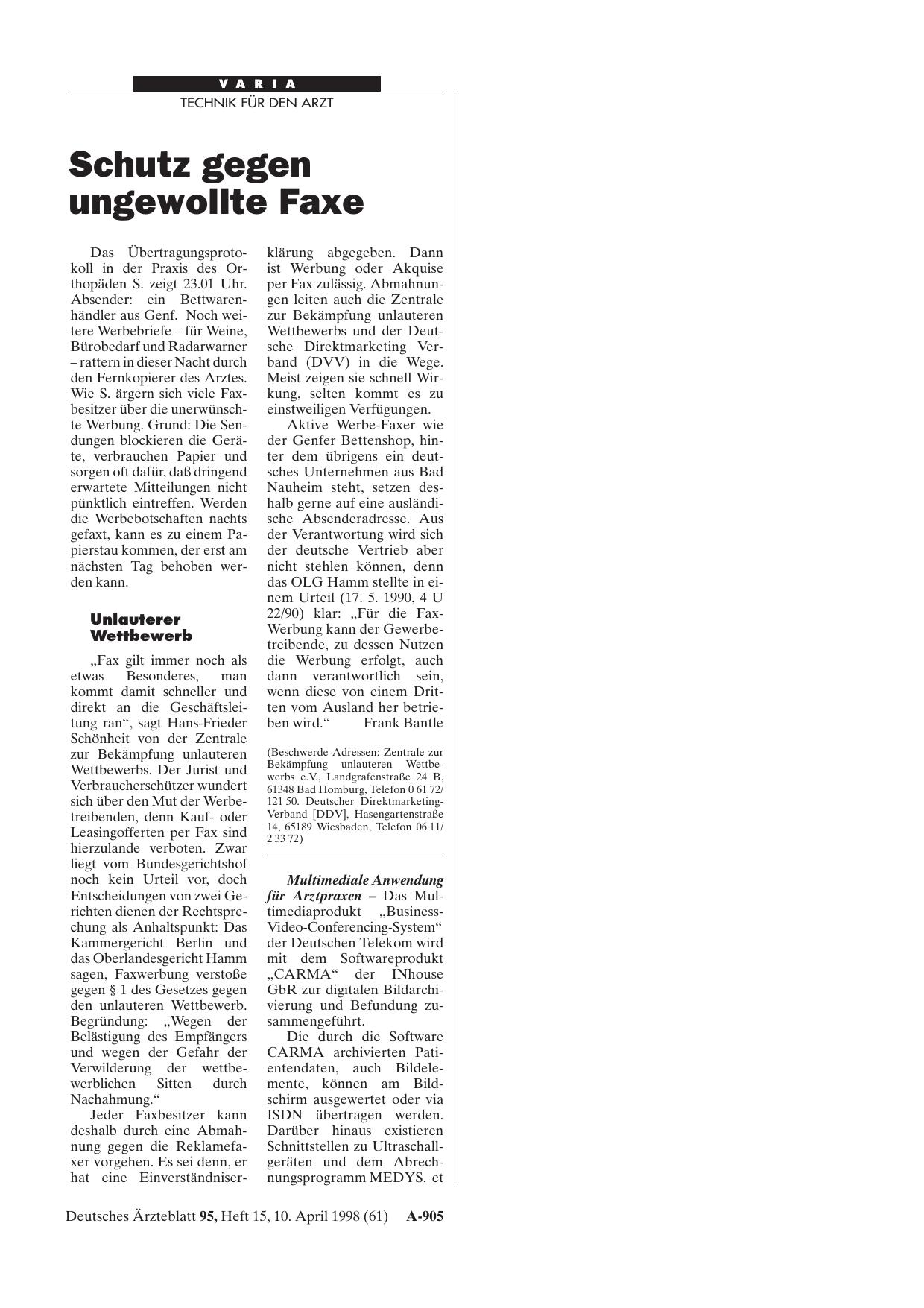 Vorschauseite 1: Schutz gegen ungewollte Faxe