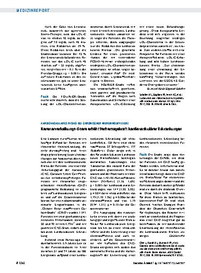 Vorschauseite 1: Kardiovaskuläres Risiko bei chronischer Niereninsuffizienz: Koronarverkalkungs-Score erhöht Vorhersagekraft kardiovaskulärer Erkrankungen