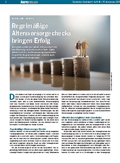Vorschauseite 1: Altersversorgung: Regelmäßige Altersvorsorgechecks bringen Erfolg
