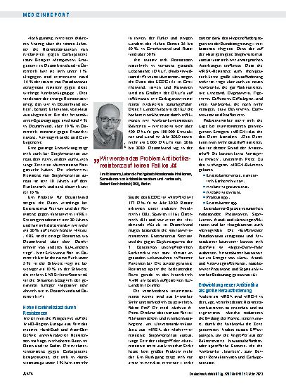 Vorschauseite 2: Antibiotikaresistenzen: Viele Erfolge wurden erreicht, aber neue Gefahren drohen.