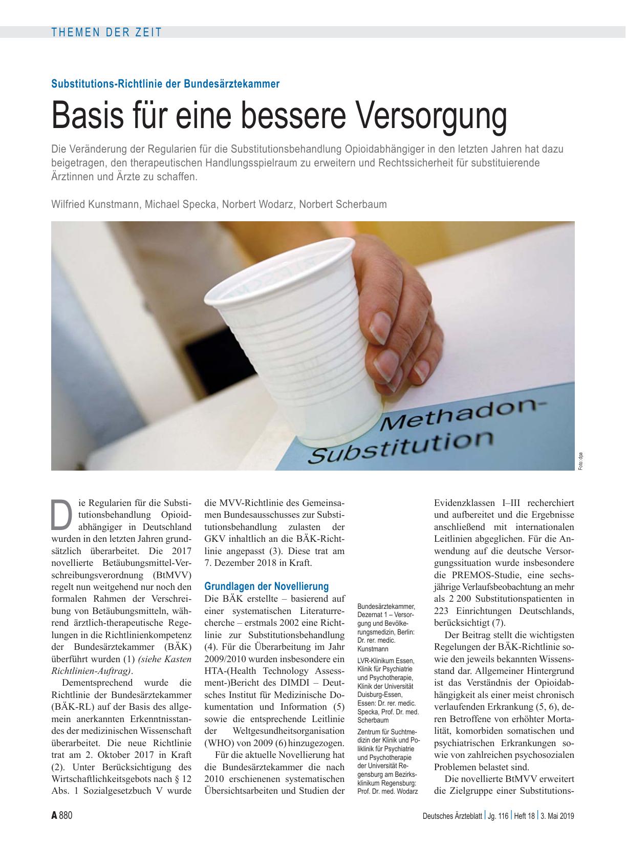 Vorschauseite 1: Substitutions-Richtlinie der Bundesärztekammer: Basis für eine bessere Versorgung