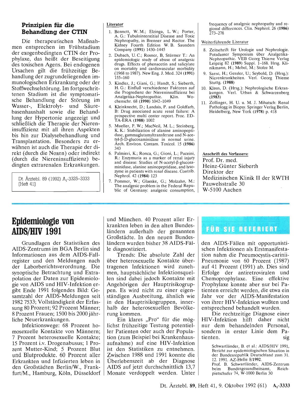 Vorschauseite 1: Epidemiologie von AIDS/HIV 1991