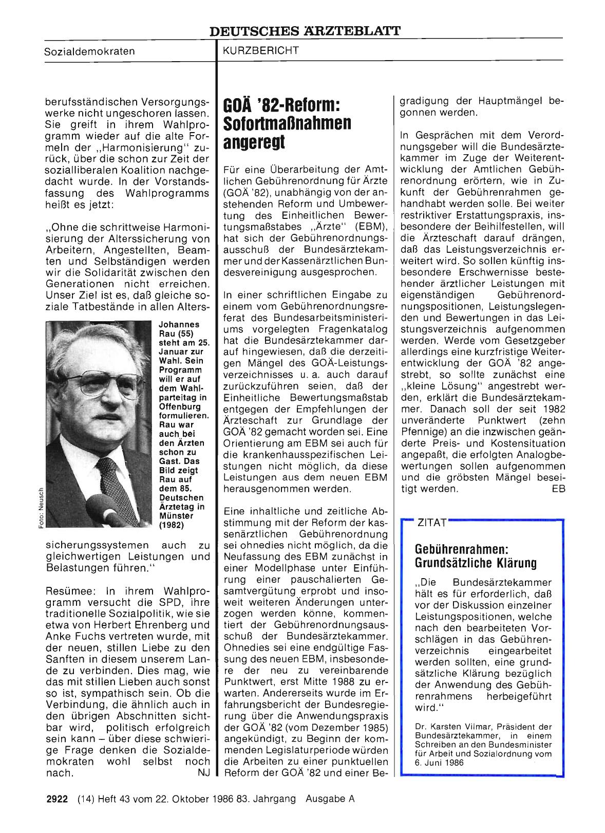 Vorschauseite 1: GOÄ '82-Reform: Sofortmaßnahmen angeregt