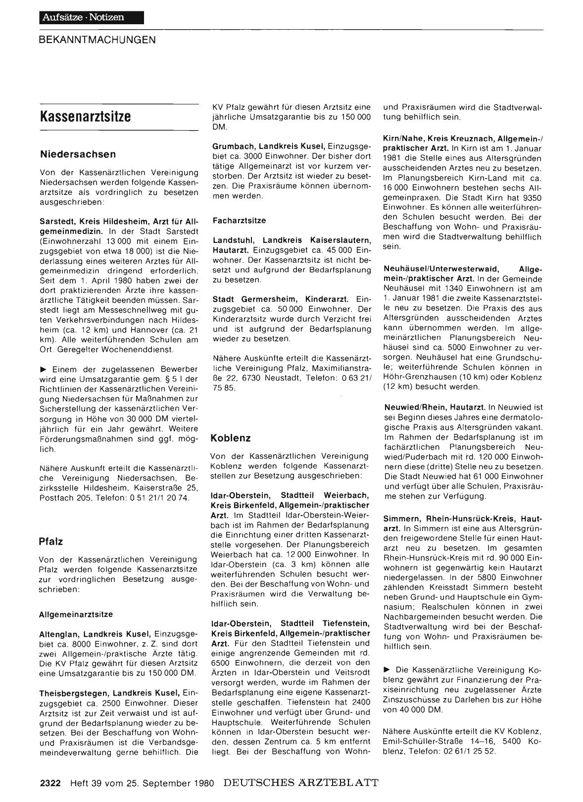 Vorschauseite 1: Kassenarztsitze