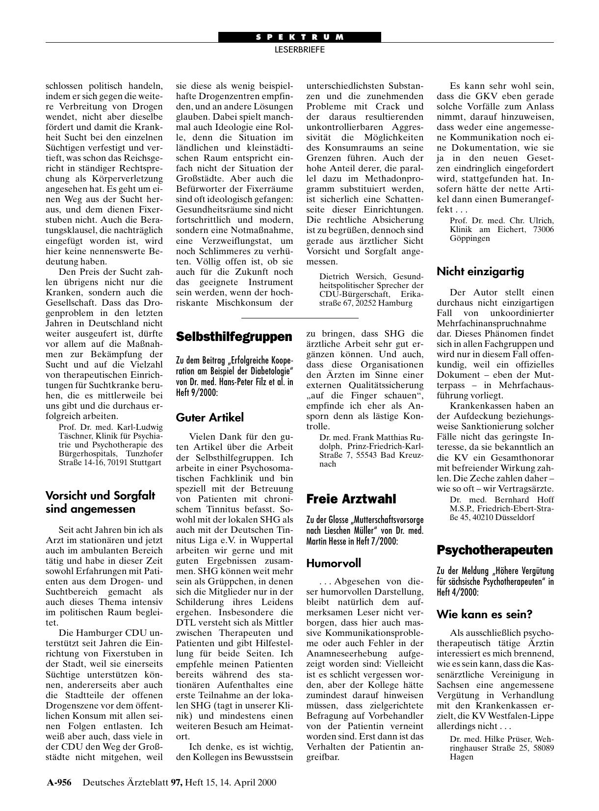 Vorschauseite 1: Freie Arztwahl: Nicht einzigartig