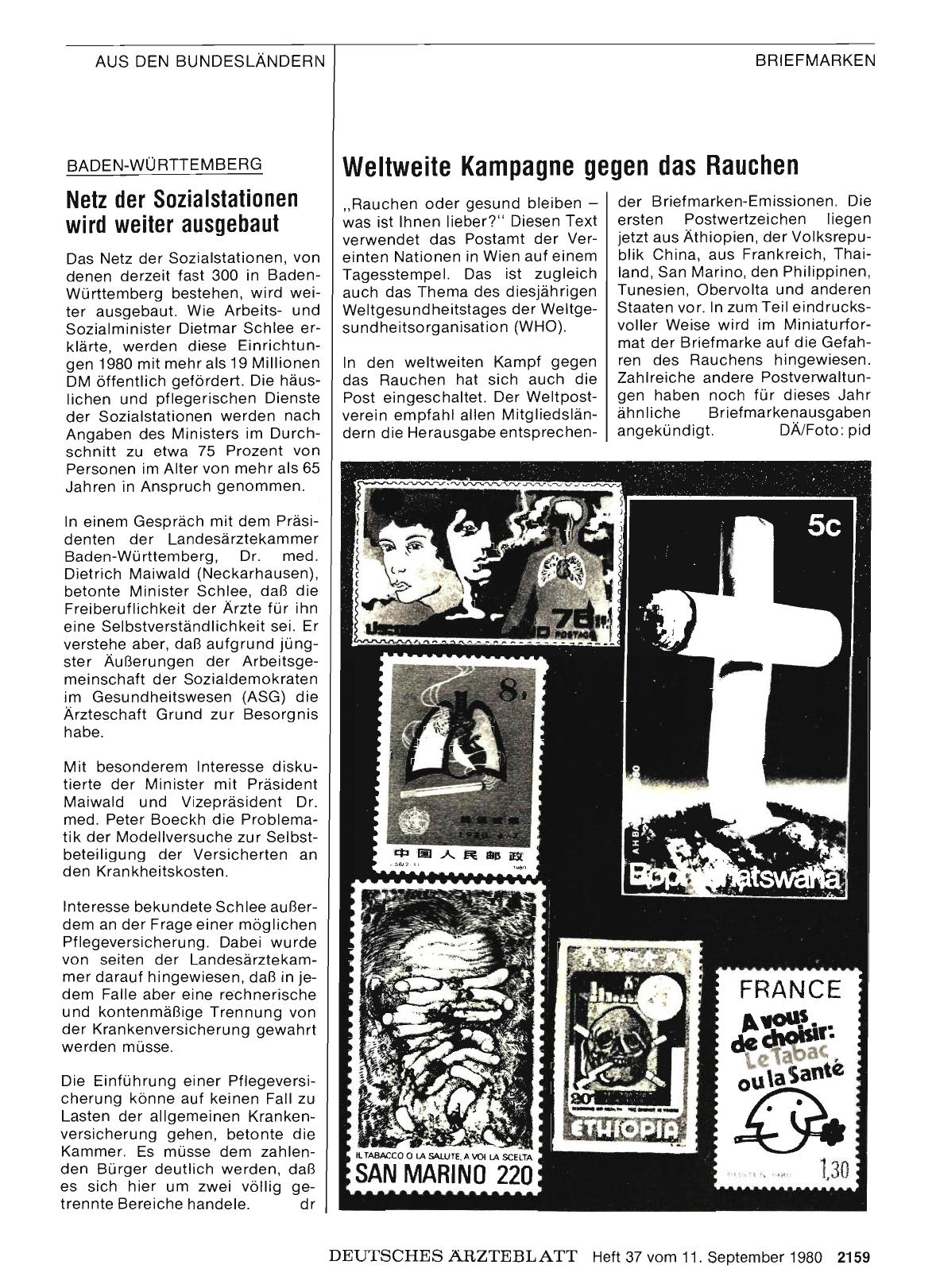 Vorschauseite 1: Weltweite Kampagne gegen das Rauchen
