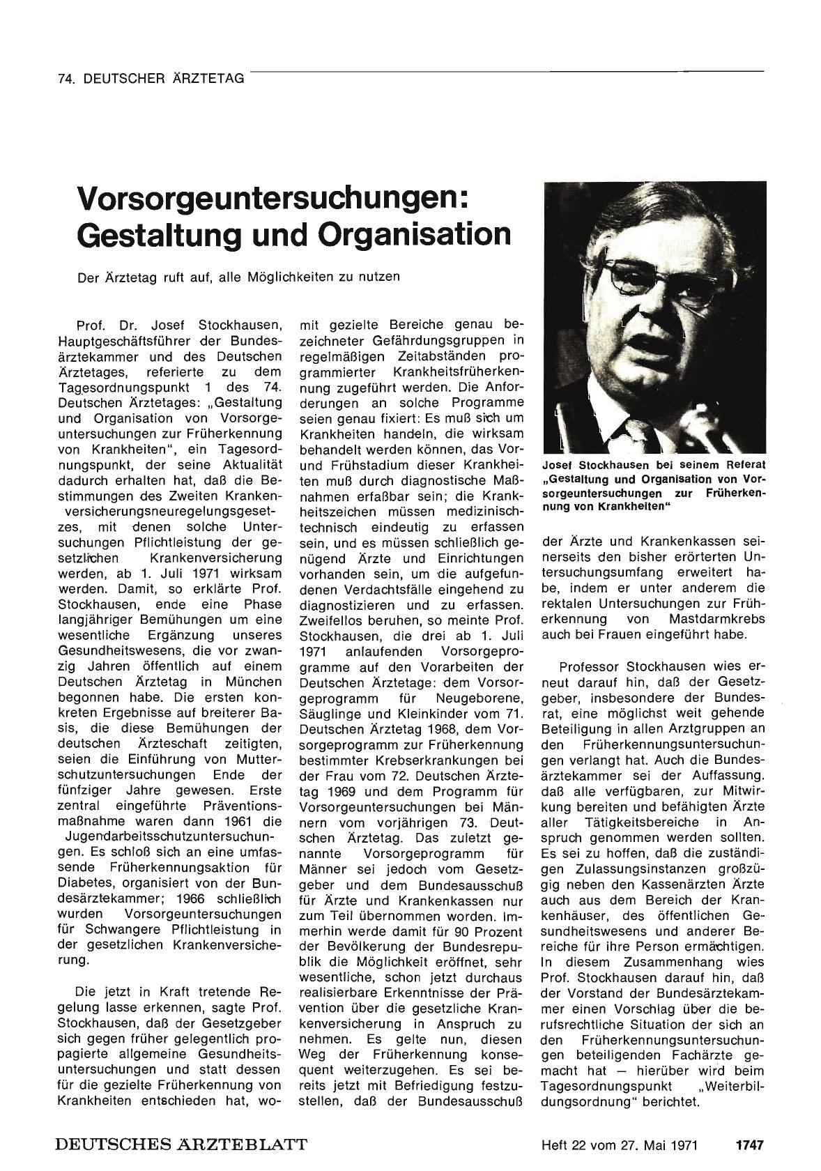 Vorschauseite 1: Vorsorgeuntersuchungen: Gestaltung und Organisation: Der Ärztetag ruft auf, alle Möglichkeiten zu nutzen
