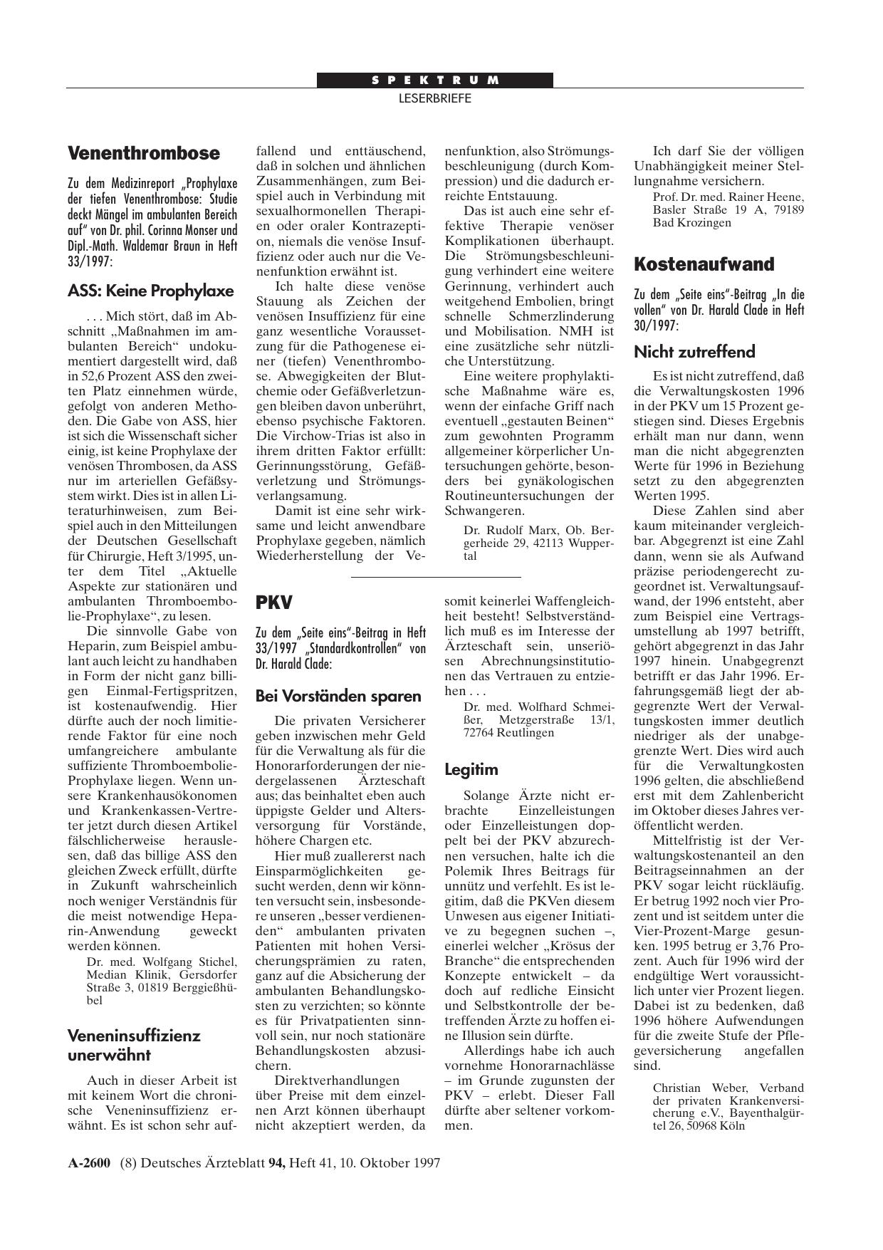 Vorschauseite 1: Venenthrombose: Veneninsuffizienz unerwähnt