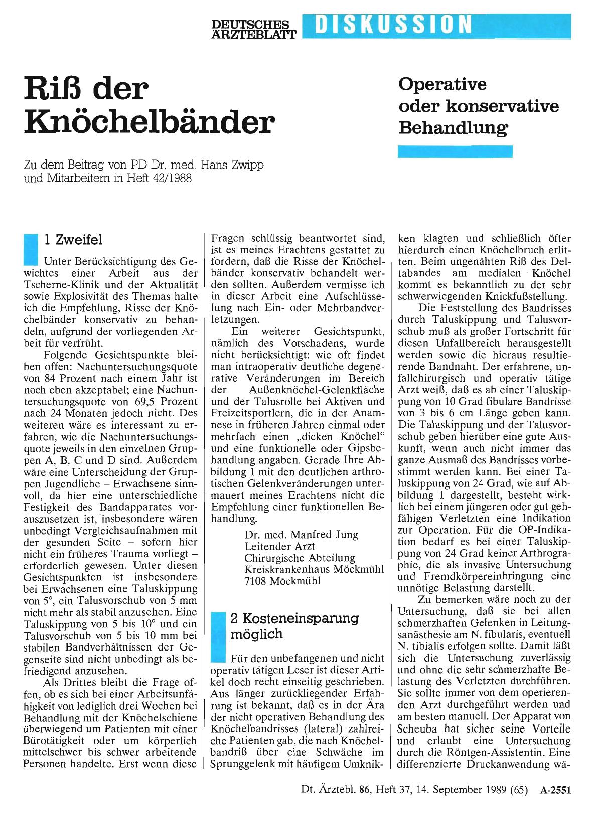 Vorschauseite 1: Riß der Knöchelbänder: 1 Zweifel