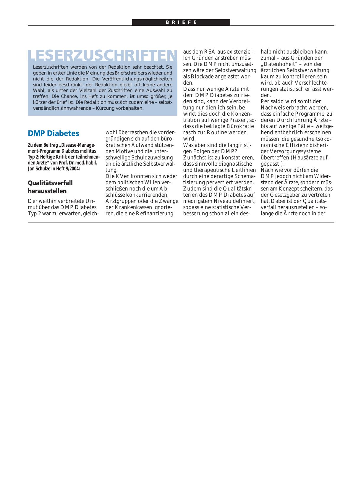 Vorschauseite 1: DMP Diabetes: Qualitätsverfall herausstellen