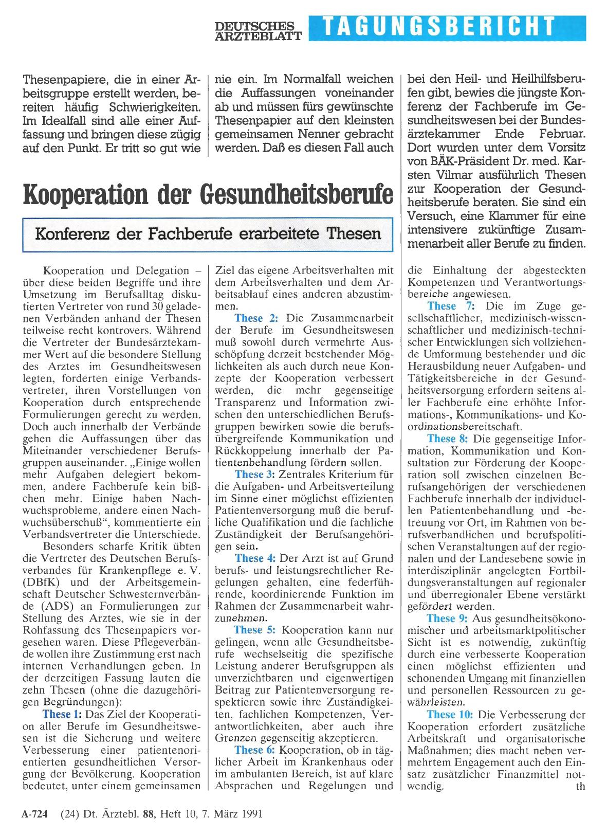 Vorschauseite 1: Kooperation der Gesundheitsberufe: Konferenz der Fachberufe erarbeitete Thesen. ]