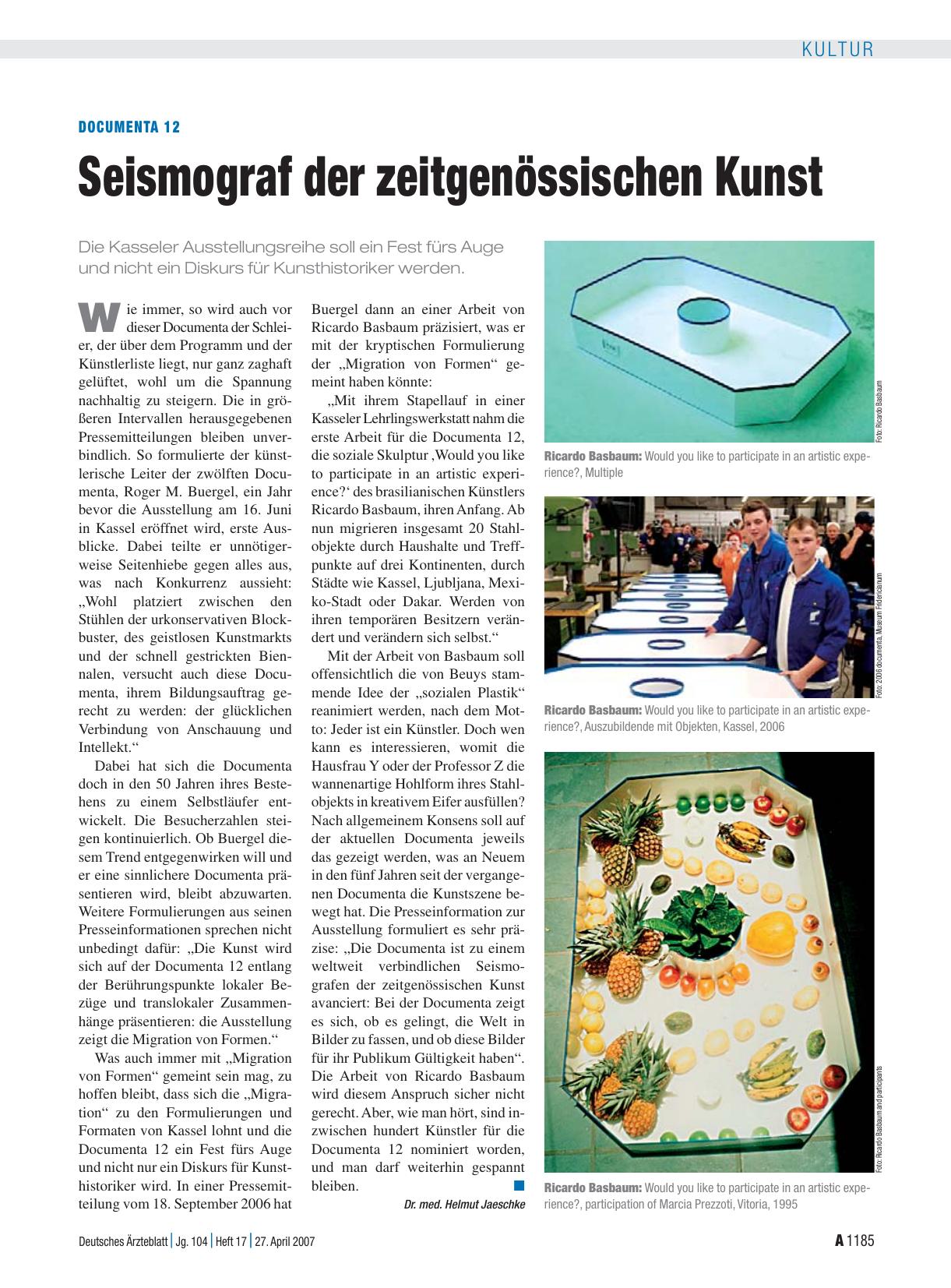 Vorschauseite 1: Documenta 12: Seismograf der zeitgenössischen Kunst